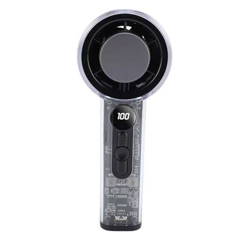 AUNMAS Tragbarer Handheld -Lüfter, 100 Stufen Windgeschwindigkeit Schrittlesses Einstellung Digitale Display Stille Kleine Turbo -Lüfter Transparenter Shell Personal Cooling für (BLACK) von AUNMAS