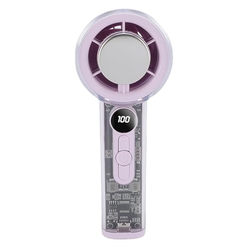 AUNMAS Tragbarer Handheld -Lüfter, 100 Stufen Windgeschwindigkeit Schrittlesses Einstellung Digitale Display Stille Kleine Turbo -Lüfter Transparenter Shell Personal Cooling für (PURPLE) von AUNMAS