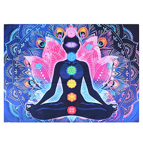 AUNMAS Wandbehang Wandteppich, Sieben Chakra Wandteppich Decke, Böhmische Mandala Yoga Meditation Schlafzimmer Dekoration Raumteiler(150 * 150cm) von AUNMAS