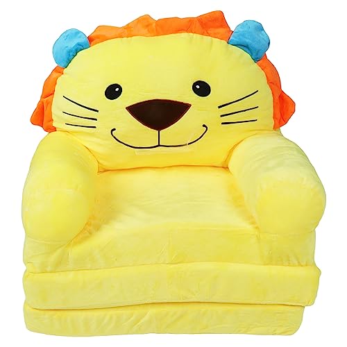 Ausklappbare Couch für Kinder und Kleinkinder, Umwandelbares Sofa Zur Liege, Gelber Cartoon-Tier-Stil, Faltbar, Breiter Griff, Weicher, Atmungsaktiver Kleinkinderstuhl Zum Lesen, von AUNMAS