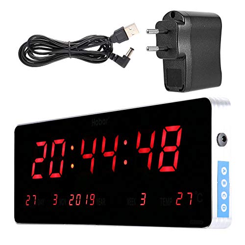 AUNMAS Digital LED Wanduhr Präzise Timing Kalender Tag Uhr für Küche Wohnzimmer Büro Konferenzraum Schlafzimmer(Kalendertemperaturwoche) von AUNMAS