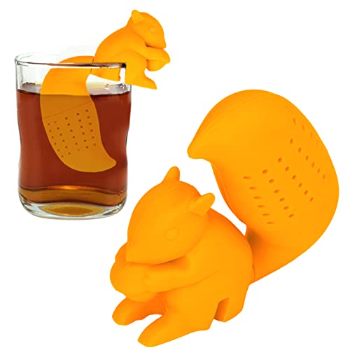 Eichhörnchen-Tee-Ei, Lebensmittelechtes Silikon-Teesieb in Eichhörnchenform, Tierform, Teefilter für Kräutergewürze, Lose Te (Orange) von AUNMAS