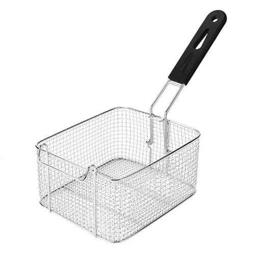 Frittierkorb aus Metallgeflecht, Atmungsaktiver Lebensmittelsiebkorb Im Mesh-Design mit Langem Griff für Elektrische Fritteuse Frittierkorb aus Metallgeflecht, Atmungsaktiver Lebensmittelsiebkorb Im Mesh-Design mit Langem Griff für Elektrische Fritteuse von AUNMAS
