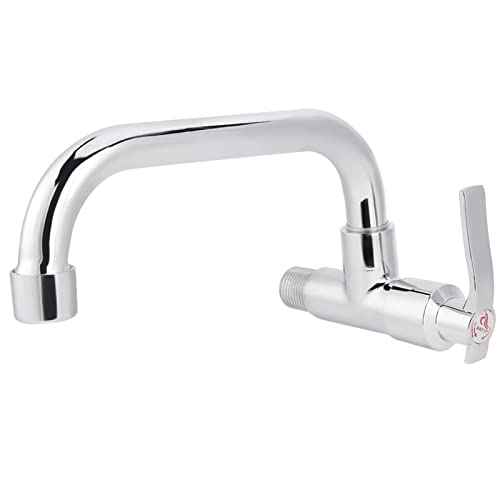 G1 / 2inch Kaltwasserhahn Wandmontage Silber Einzelwaschbecken Waschbecken Wasserhahn für Home Kitchen(2#) von AUNMAS