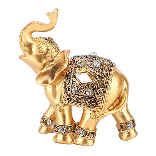 Golden Resin Statue Elegante Nach Oben Gerichtete Elefant Figur mit Stamm Sammlerstück Reichtum Geschenk Home Decor Feng Shui Ornament von AUNMAS