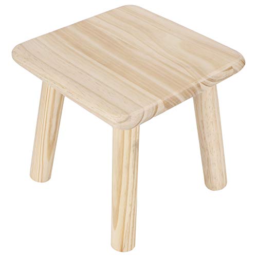 Holzhocker, Fußhocker Hocker für Kinder Abnehmbarer Sattelhocker Small Squre Tritthocker für Kinder Gartenmöbel Hocker(Square-Naturholz) von AUNMAS