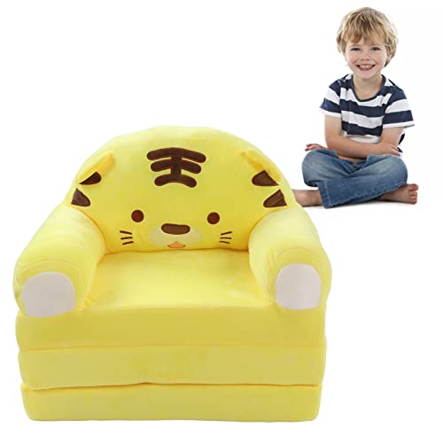 Niedliches Cartoon-Faltbares Kindersofa, Rückenlehnensessel 2 in 1 Faltbares Kinderschlafsofa Couch Kinder Faltbares Kleinkinderbett Liegestuhl Rückenlehne Sessel Bett (Gelb) von AUNMAS