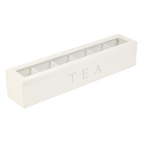 Teebox-Organizer Teetruhe aus Holz Teebeutelbox aus Holz Arbeitsplatte und Schrankorganisation (Teebeutel Nicht Im Lieferumfang enthalten). (Weiss) von AUNMAS