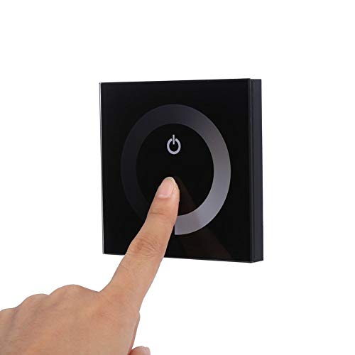 Stabberührung Panel Controller 12v Dimmer Touchpanel Dimmer Wandschalter Controller, einfarbiger Touchpanel-Dimmer Wandschalter Controller LED-Lichtleiste DC 12V-24V(schwarz) von AUNMAS