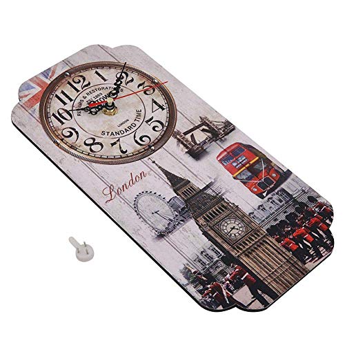 Uhr antik Europäische Retro Rechteckige Wanduhr mit Londoner Uhr Muster Bar Shop Dekoration Uhr Antike Wand Startseite Wohnzimmer Dekor von AUNMAS