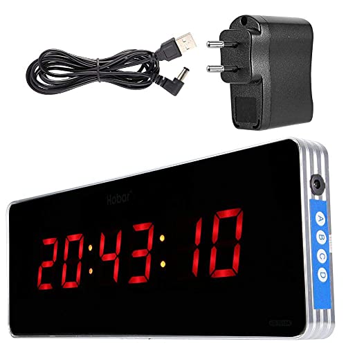 Wanduhr Digital Modern LED Uhr Digitale Uhr Digital Wanduhr Uhr Große Wanduhr Timing LED Kalender Tag Uhr für Küche Wohnzimmer Büro Konferenzraum Schlafzimmer Dekoration(Stunde + Minute + Sekunde) von AUNMAS