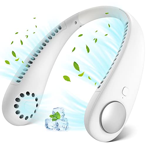 AUOKAI USB Ventilator, Mini Leise Ventilator Tragbarer Hals Ventilator mit 2600mAh Wiederaufladbare Batterie, 3 Geschwindigkeiten Nackenventilator 360° Einstellbar Fan für Schlafzimmer,Büro,Camping von AUOKAI