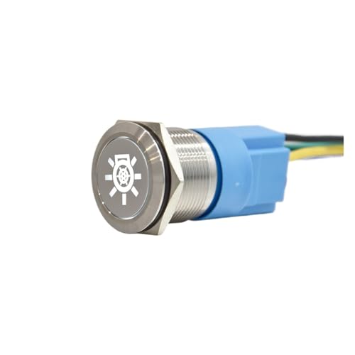 22MM Flat Head Metal Push Button Switch 1NO1NC Latching/Momentary with Deck Light Symbol Illuminate Metal Push Button AUOQKQUT(Red LED Harness,22MM_12V-24V) von AUOQKQUT