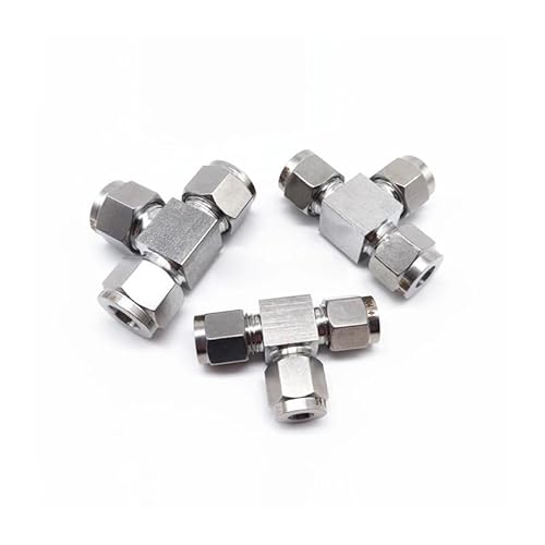 AUOQKQUT 1pc 304 Stainless Steel Double Ferrule Tee 10mm Tube Hex 3-Way Fitting Hex T Type Joint von AUOQKQUT