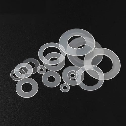 AUPCHI Zjizhao-Unterlegscheibe 0,3/0,5/0,8 mm Schwarz/Weiß -Kunststoff -Nylon -Ultradüner -Waschmaschine M2 M2,5 M3 M4 M5 M6 M8 M10, 10 0pcs, Gute Abriebfestigkeit (Color : Bianco, Size : M5x12x0.3) von AUPCHI