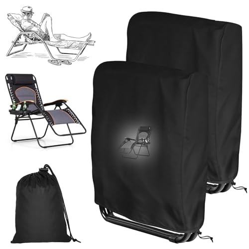 2 Stück Klappstühle Schutzhülle, Gartenstuhl Schutzhülle Gartenstühle Abdeckung Wasserdicht Winterfest UV-Beständiges Aus 210d Oxford Gewebe Geeignet Für Klappstühle Deckchair, Inklusive Tragetasche von AUPERTO