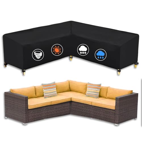 AUPERTO L-Form Gartenmöbel Abdeckung, Lounge Abdeckung Gartensofa Abdeckung Wasserdicht Schwerlast 210D Oxford Gewebe UV Beständiges Schutzhülle für Gartenlounge für Lounge Ecksofa(215x215x87cm) von AUPERTO