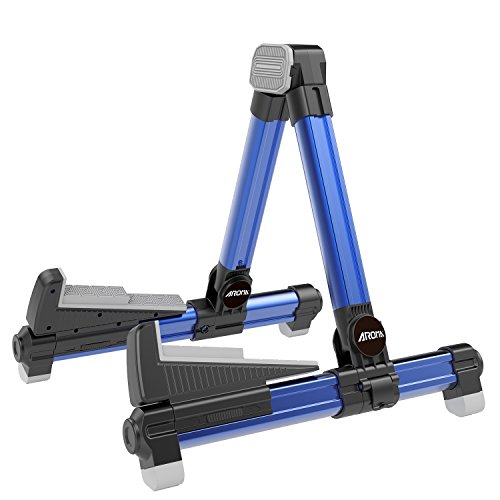 AROMA Gitarrenständer Gitarrenzubehör Schwarz AGS-8 A Form Ständer universal einstellbar und stabiler zusammenklappbarer (Blau) von AROMA