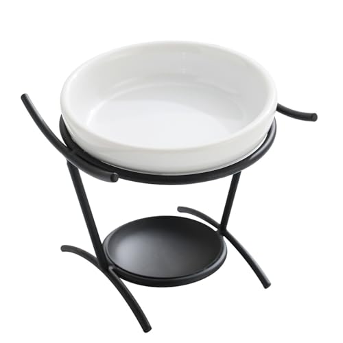 AUPOWER Metall Duftöllampe Teelicht, Duftlampe aus Metall, Aromalampe Teelichthalter mit Keramikschale 03- Schwarz von AUPOWER