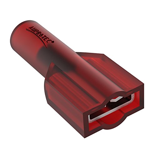 AUPROTEC 100x Vollisolierte Flachsteckhülsen 0,5-1,5mm² rot weibliche Steckverbinder FDFNY Kabel Verbinder Nylon isoliert aus Kupfer verzinnt von AUPROTEC