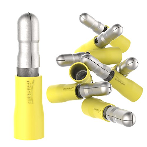 AUPROTEC 10x Rundstecker 4-6 mm² gelb Teilisoliert PVC männliche Steckverbinder MPD Kabel-Verbinder aus Messing verzinnt von AUPROTEC