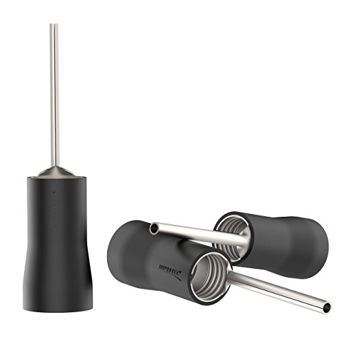 AUPROTEC 10x Stiftkabelschuhe 2,5-4 mm² schwarz Stiftlänge 10 mm Teilisolierte PVC PTV männliche Kabelschuhe aus Kupfer verzinnt Kabel-Verbinder Stift-Form von AUPROTEC