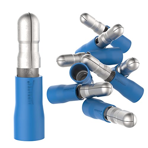 AUPROTEC 50x Rundstecker 1,5-2,5 mm² blau Teilisoliert PVC männliche Steckverbinder MPD Kabel-Verbinder aus Messing verzinnt von AUPROTEC