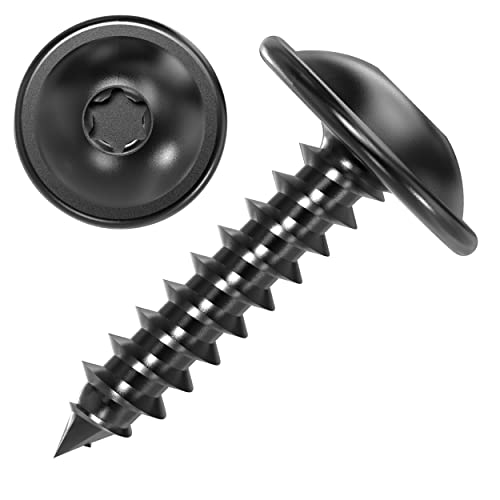 100 AUPROTEC Blechschrauben 3,9 x 13 mm Flachkopf mit Scheibe TORX schwarz verzinkt DIN 7049-3,9 x 13 mm, 100 Stück von AUPROTEC