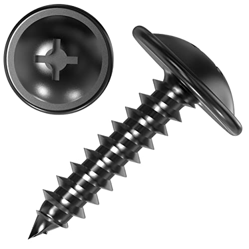 100 AUPROTEC Blechschrauben Kreuzschlitz Flachkopf mit Scheibe schwarz verzinkt 4,8 x 16 mm von AUPROTEC