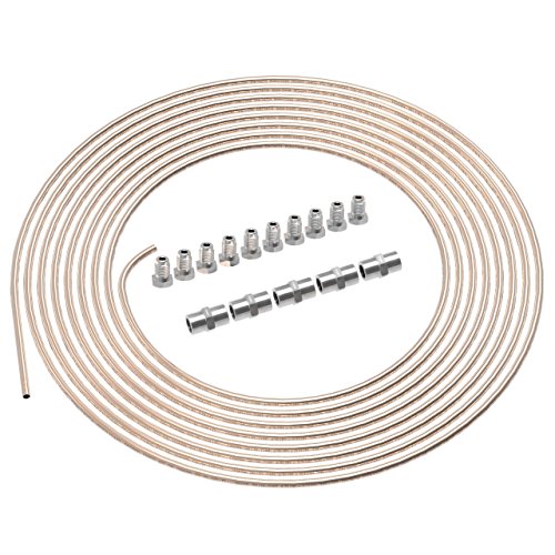 AUPROTEC 10m Bremsleitung Ø 4,75mm Kunifer mit ABE im SET + 10 Verschraubungen + 5 Verbinder M10 x 1 DIN 74 234 konform Kupfer-Nickel Bremsrohr im Sortiment für Bördel F von AUPROTEC