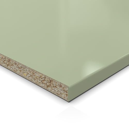 19mm Spanplatte Zuschnitt Avocado Green melaminharzbeschichtet Länge bis 200cm Dekorplatten Zuschnitte mit Umleimer Auswahl: 90 x 100 cm (ABS Kante lange Seite) von AUPROTEC