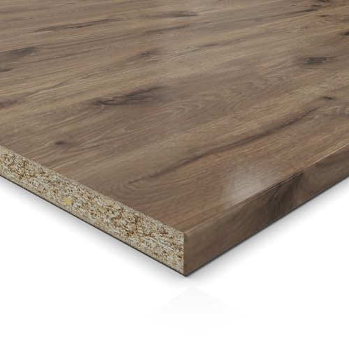 19mm Spanplatte Zuschnitt Eiche Castell melaminharzbeschichtet Länge bis 200cm Dekorplatten Zuschnitte mit Umleimer Auswahl: 50 x 100 cm (ABS Kante lange Seite) von AUPROTEC