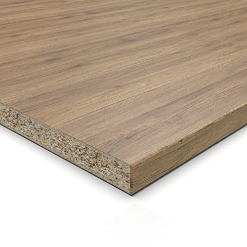 19mm Spanplatte Zuschnitt Eiche melaminharzbeschichtet Länge bis 200cm Dekorplatten Zuschnitte mit Umleimer Auswahl: 160 x 50 cm (ABS Kante Lange Seite) von AUPROTEC