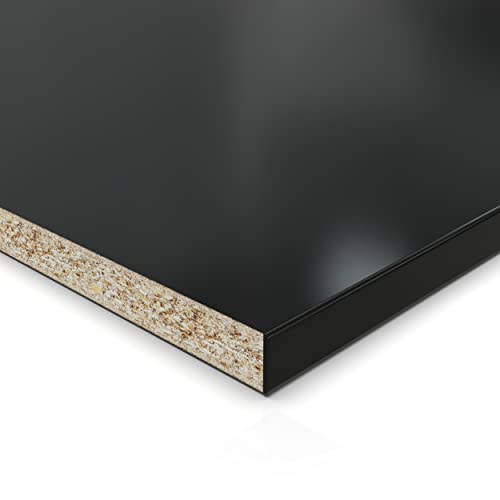 28mm Spanplatte Zuschnitt schwarz melaminharzbeschichtet Länge bis 200cm Dekorplatten Zuschnitte mit Umleimer Auswahl: 100 x 130 cm (ABS Kante lange Seite) von AUPROTEC