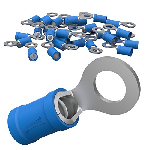 AUPROTEC 100x Ringkabelschuhe 1,5-2,5 mm² blau Loch-Ø M3 Teillisoliert PVC RV Kabel-Verbinder aus Kupfer verzinnt von AUPROTEC
