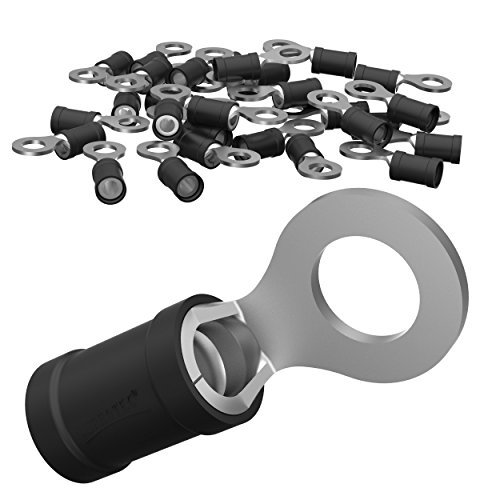 AUPROTEC 100x Ringkabelschuhe 2,5-4,0 mm² schwarz Loch-Ø M4 Teillisoliert PVC RV Kabel-Verbinder aus Kupfer verzinnt von AUPROTEC
