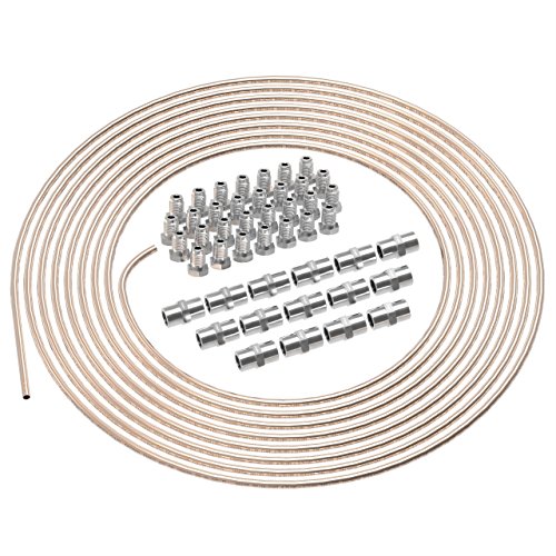 AUPROTEC 10m Bremsleitung Ø 4,75mm Kunifer mit ABE im SET + 30 Verschraubungen + 15 Verbinder M10 x 1 DIN 74 234 konform Kupfer-Nickel Bremsrohr im Sortiment für Bördel F von AUPROTEC