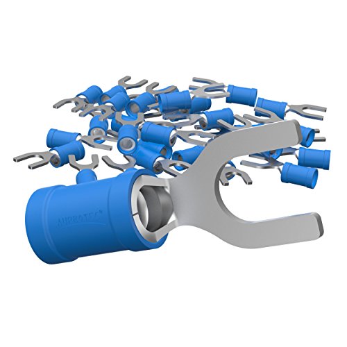 AUPROTEC 10x Gabelkabelschuhe 1,5-2,5 mm² blau, Loch-Ø M5 Teillisoliert PVC SV Kabel-Verbinder aus Kupfer verzinnt von AUPROTEC