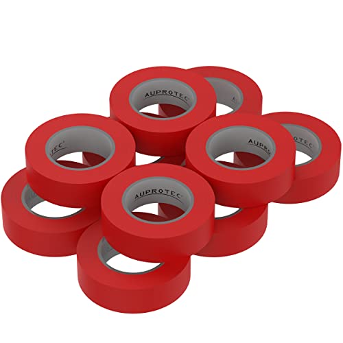 AUPROTEC 10x Isolierband rot 15mm x 10m VDE Isoband PVC Elektriker Klebeband DIN EN 60454-3-1 von AUPROTEC