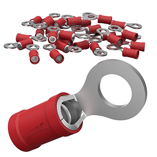 AUPROTEC 10x Ringkabelschuhe 0,5-1,5 mm² rot Loch-Ø M6 Teillisoliert PVC RV Kabel-Verbinder aus Kupfer verzinnt von AUPROTEC