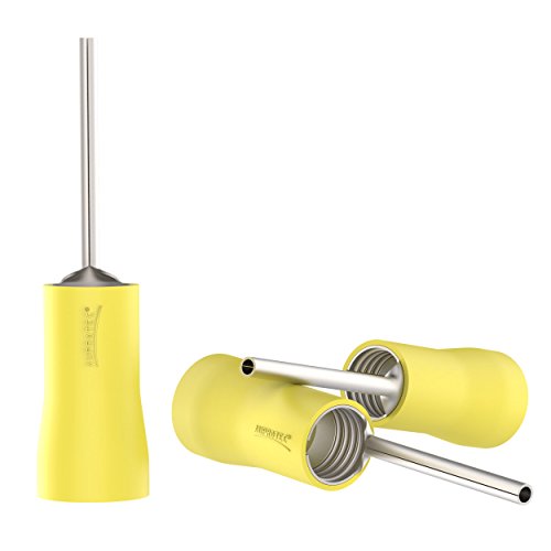 AUPROTEC 10x Stiftkabelschuhe 4-6 mm² gelb Stiftlänge 13 mm Teilisolierte PVC PTV männliche Kabelschuhe aus Kupfer verzinnt Kabel-Verbinder Stift-Form von AUPROTEC