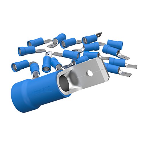 AUPROTEC 25x Flachstecker 1,5-2,5 mm² blau/Steckbreite 4,8 mm Teilisoliert PVC männlicher Steckverbinder MDD Kabel-Verbinder aus Messing verzinnt von AUPROTEC