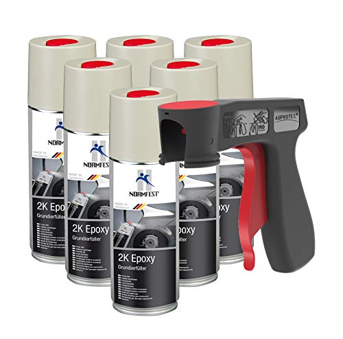 AUPROTEC Pistolengriff + Normfest 2K Grundierfüller Epoxy Lack Füller Grundierung Spray matt beige 6x 400ml AUPROTEC Pistolengriff + Normfest 2K Grundierfüller Epoxy Lack Füller Grundierung Spray matt beige 6x 400ml von AUPROTEC
