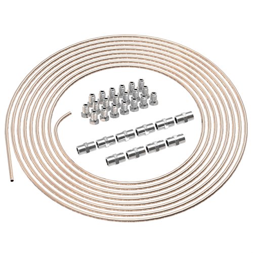 AUPROTEC 5m Bremsleitung Ø 4,75mm Kunifer mit ABE im SET + 20 Verschraubungen + 10 Verbinder M10 x 1 DIN 74 234 konform Kupfer-Nickel Bremsrohr im Sortiment für Bördel F von AUPROTEC