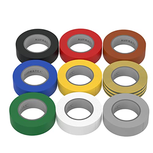 AUPROTEC 9x Isolierband 15mm x 10m VDE Isoband PVC Elektriker Klebeband Sortiment/Set 9 Farben DIN EN 60454-3-1 von AUPROTEC