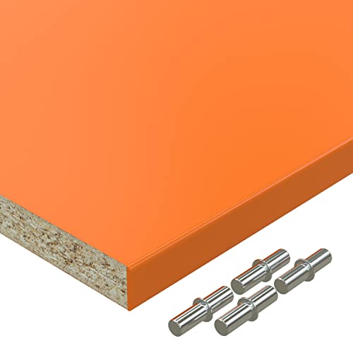 AUPROTEC Einlegeboden Regalboden 19 mm Holz Zuschnitt nach Maß Größe bis max 1000 mm breit x 800 mm tief melaminharzbeschichtet mit Umleimer ABS Kante: Farbe orange von AUPROTEC