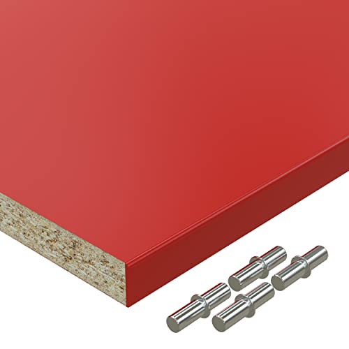 AUPROTEC Einlegeboden Regalboden 19 mm Holz Zuschnitt nach Maß Größe bis max 1000 mm breit x 800 mm tief melaminharzbeschichtet mit Umleimer ABS Kante: Farbe rot von AUPROTEC
