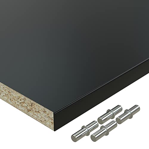 AUPROTEC Einlegeboden Regalboden 19 mm Holz Zuschnitt nach Maß Größe bis max 1000 mm breit x 800 mm tief melaminharzbeschichtet mit Umleimer ABS Kante: Farbe schwarz von AUPROTEC