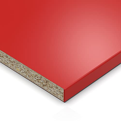 AUPROTEC Einlegeboden Regalboden 19 mm Holz Zuschnitt nach Maß Größe bis max 500 mm breit x 400 mm tief melaminharzbeschichtet mit Umleimer ABS Kante: Farbe rot von AUPROTEC