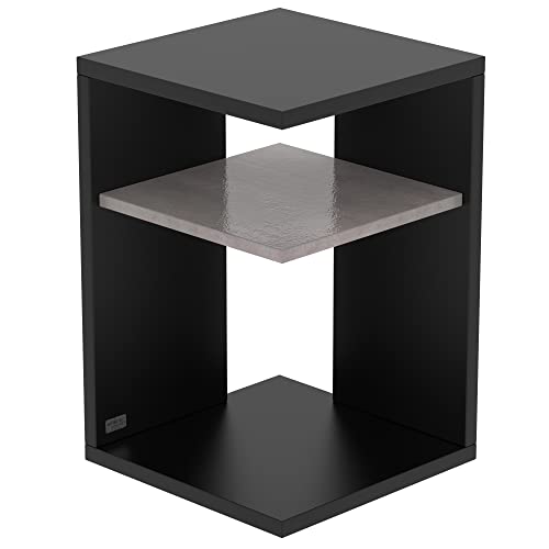 AUPROTEC Exclusiv Beistelltisch Prisma 40 x 40cm H: 60cm schwarz Holz I Ideal als Couchtisch, Regal, Nachttisch, Sofatisch oder Side Table I Mit Einlegeboden Beton von AUPROTEC